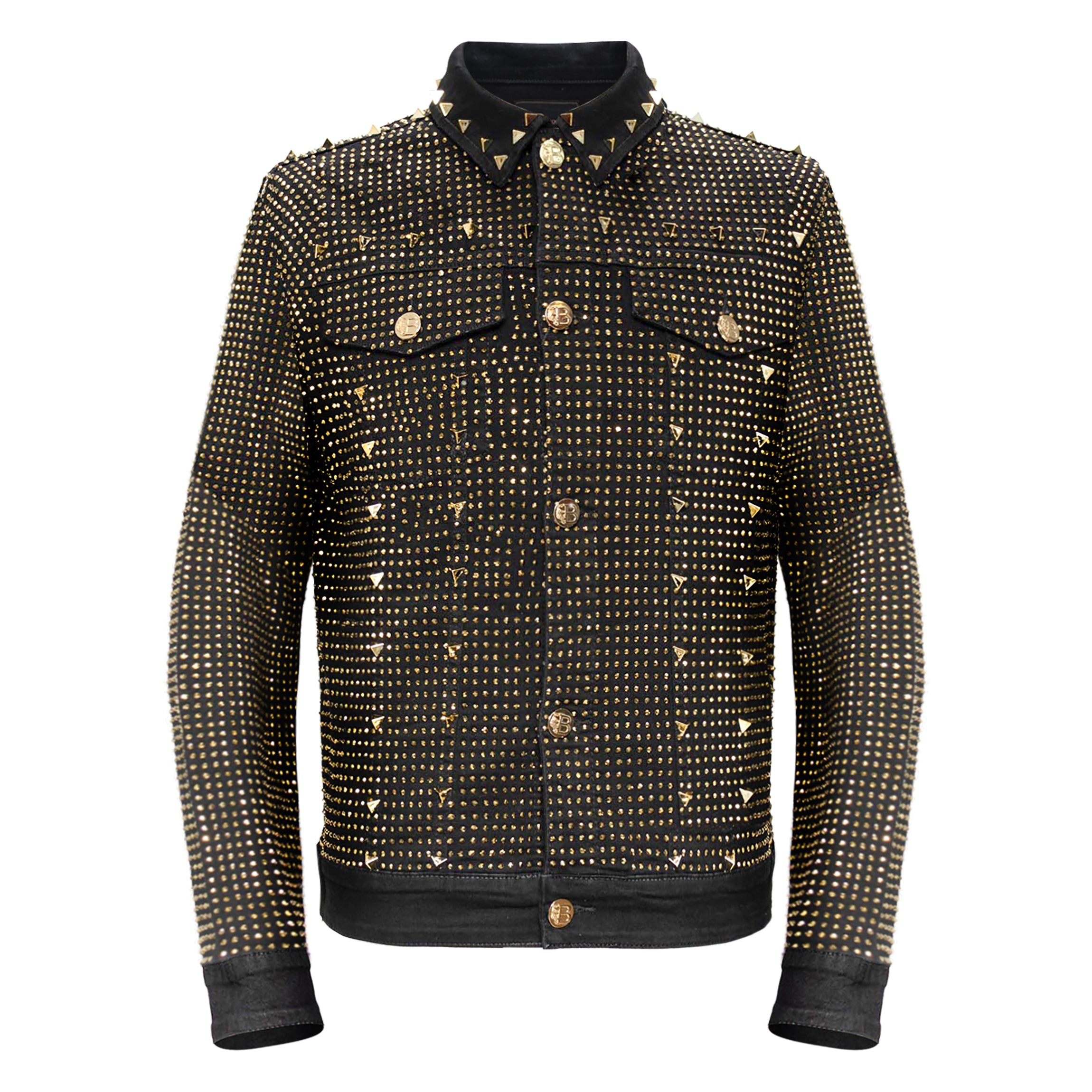 Pure Style BLACK/GOLD Men's Denim Jacket BLACK/GOLD / L Pure Style BLACK/GOLD Men's Denim Jacket BLACK/GOLD / L