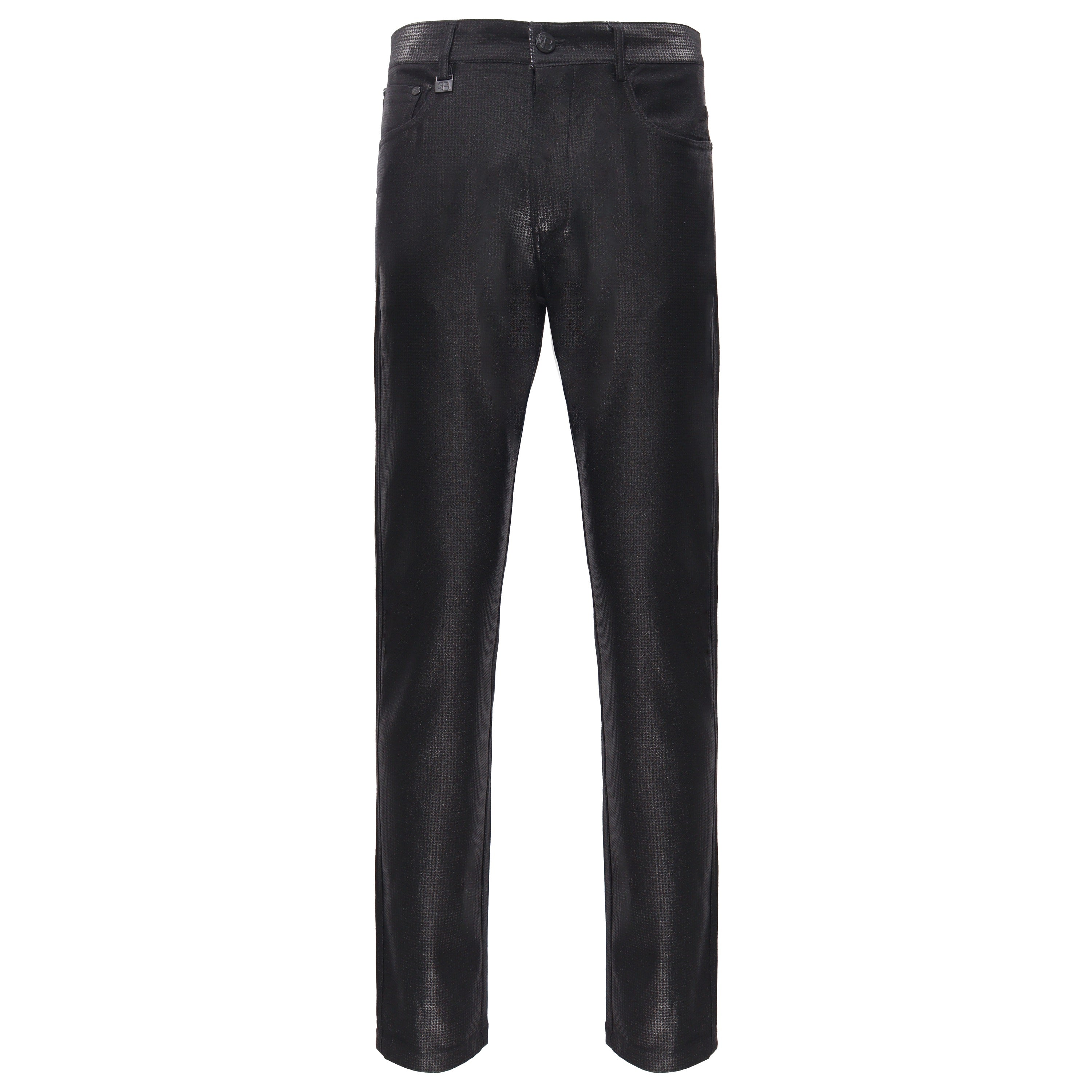 Men’s Elegant Textured Dress Pants Black – TC403 32