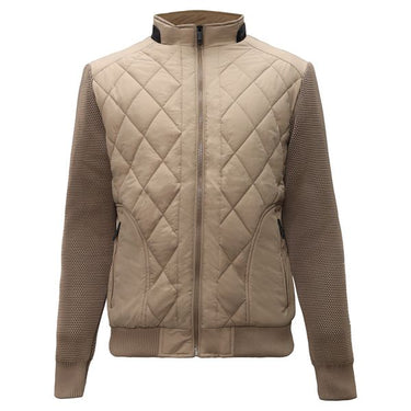 Quilted Bomber Jacket-BEIGE