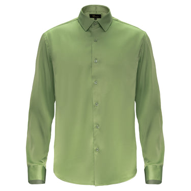 Barocco Luxe Satin Stretch Shirt FERN