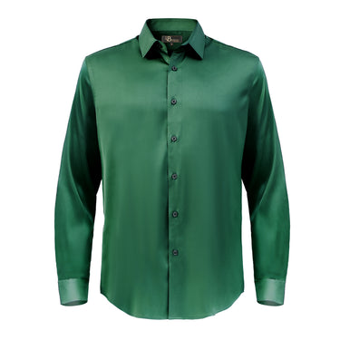 Barocco Luxe Satin Stretch Shirt GREEN