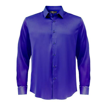 Barocco Luxe Satin Stretch Shirt MEDIUM BLUE