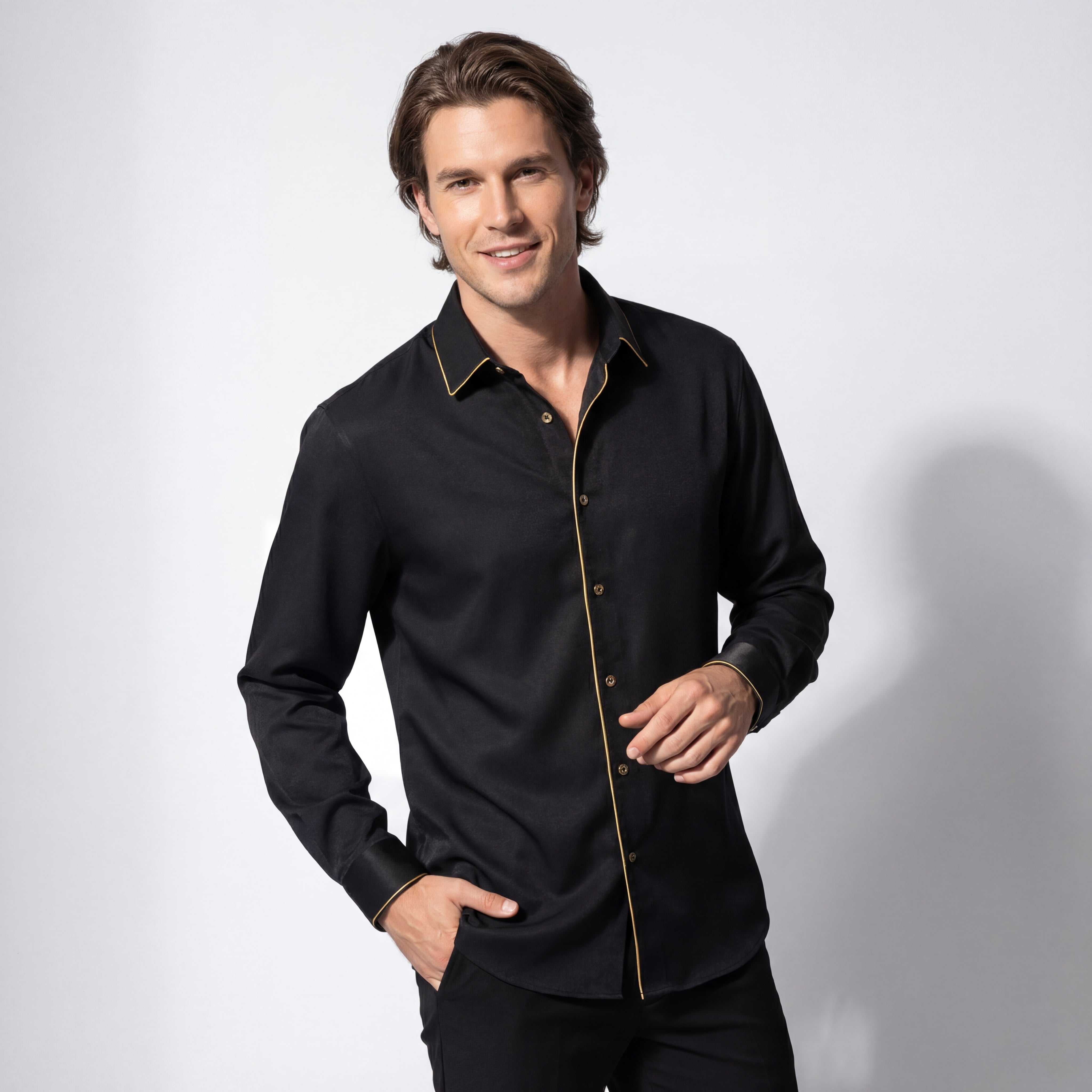 Imperial Essence Button-Up Shirt BLACK/GOLD | Size: 3XL by Bonton Imperial Essence Button-Up Shirt BLACK/GOLD | Size: 3XL by Bonton
