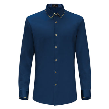 Imperial Essence Button-Up Shirt DARK BLUE/GOLD