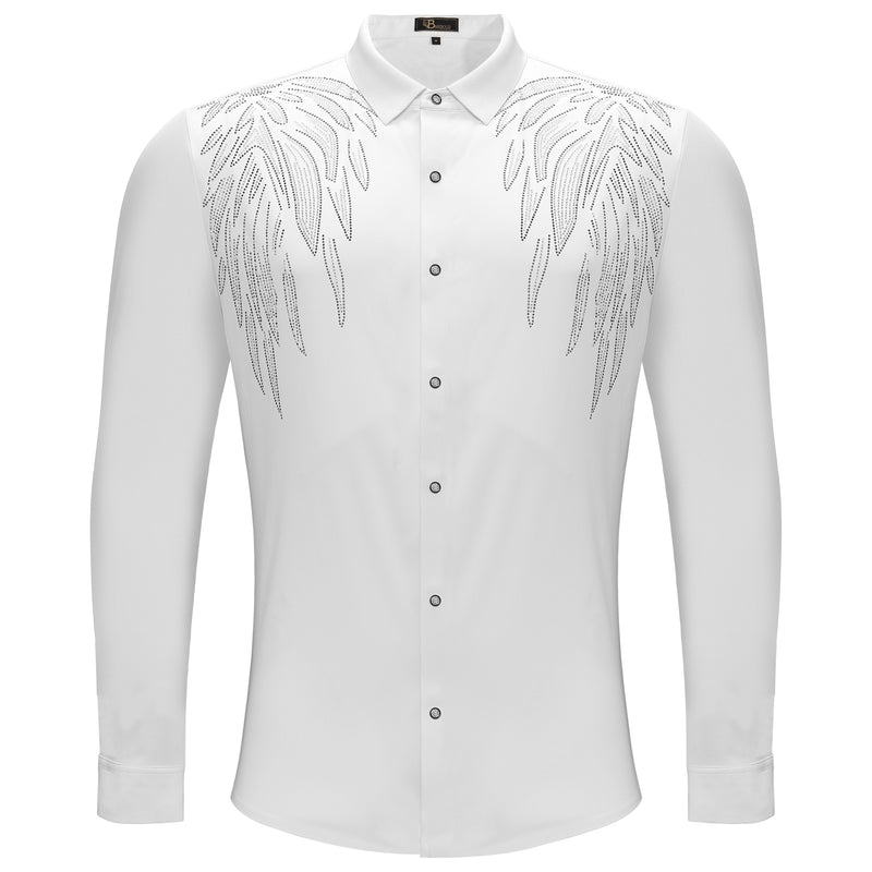 Heavenly Wings Button-Up Shirt WHITE/SILVER