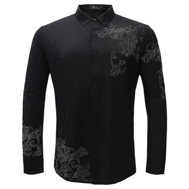 Floral Crystal Shirt-BLACK/GUN SILVER