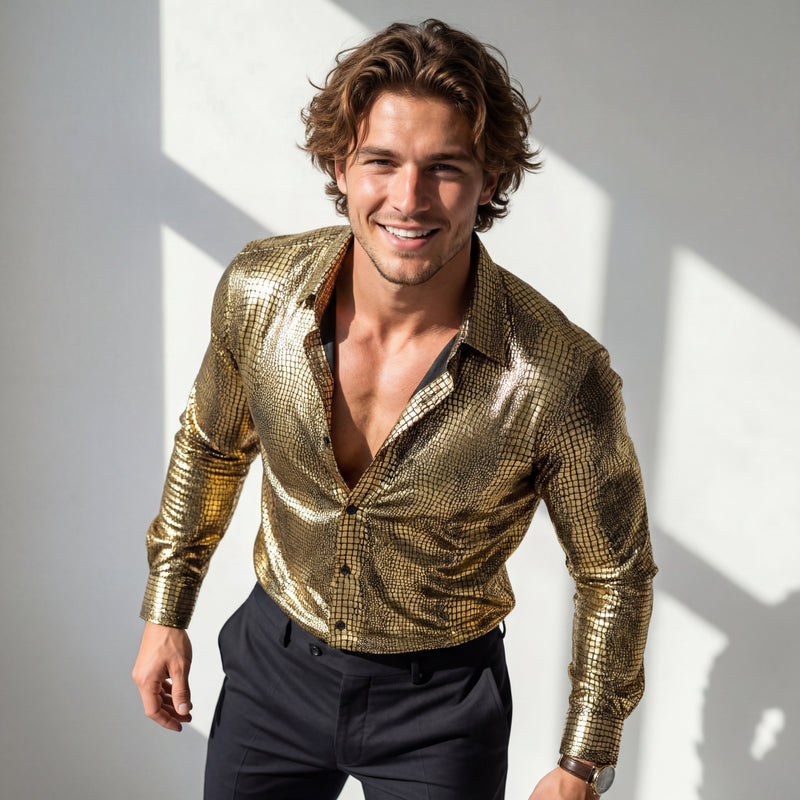 Bright Affluence Button-Up Shirt GOLD