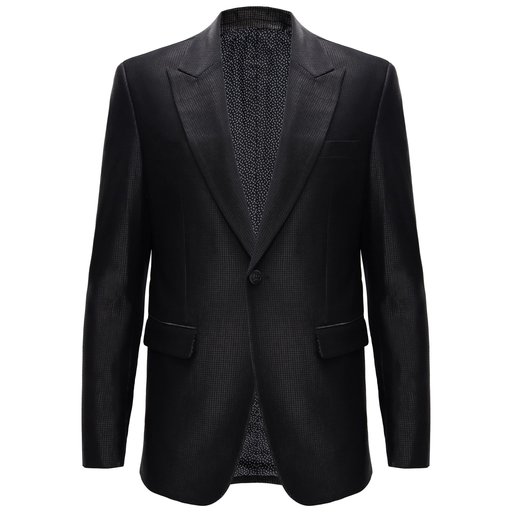 Men’s Elegant Black Textured Blazer + Pants SET - BLACK