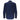 A long-sleeved button-down shirt with a bold navy blue and black leopard print. Back view, collared with buttoned cuffs.