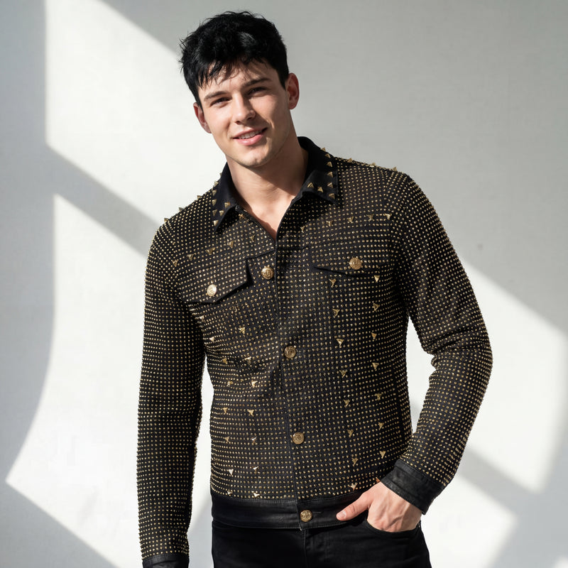 Pure Style BLACK/GOLD Men's Denim Jacket