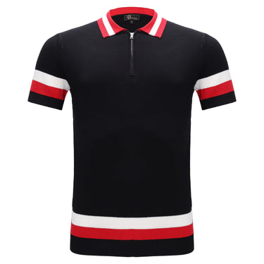 Heritage Stripe Knit Polo BLACK