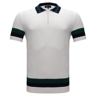 Heritage Stripe Knit Polo WHITE