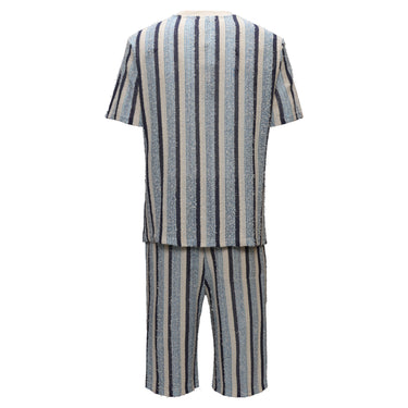 Men’s Striped Textured Two-Piece Set BLUE