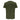 Rear view of a plain olive green crew-neck t-shirt with short sleeves.