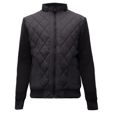 Quilted Bomber Jacket-BLACK